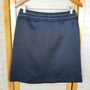Navy Blue Satin Mini Skirt Size Small Made in France